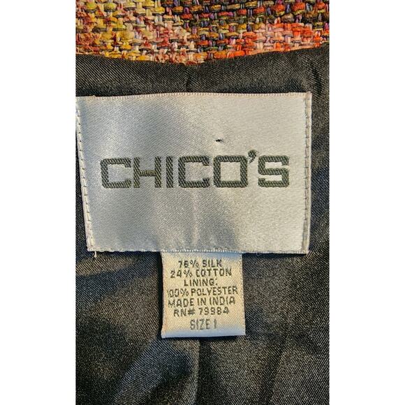 Chicos Jacket Womens Size 1
Flowers Silk Open Boho Pockets Tapestry - Picture 4 of 5